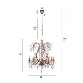 (ANTIQUE GOLD FINISH) CRYSTAL CHANDELIER