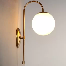 CURVED IRON GLOBE WALL LAMP