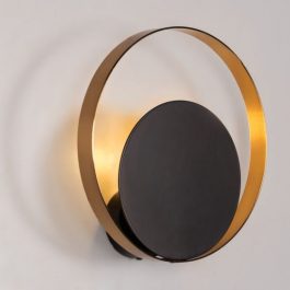 BLACK & GOLD DISK WALL LIGHT