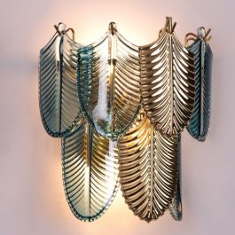 GLASS LEAVES METAL WALL LAMP