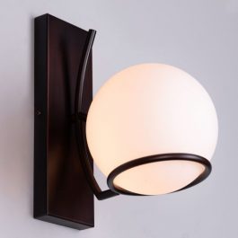 MILKY GLOBE WITH MATTE COFFE FRAME WALL LIGHT