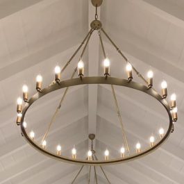 Candle-Style Iron Round White Chandeliers